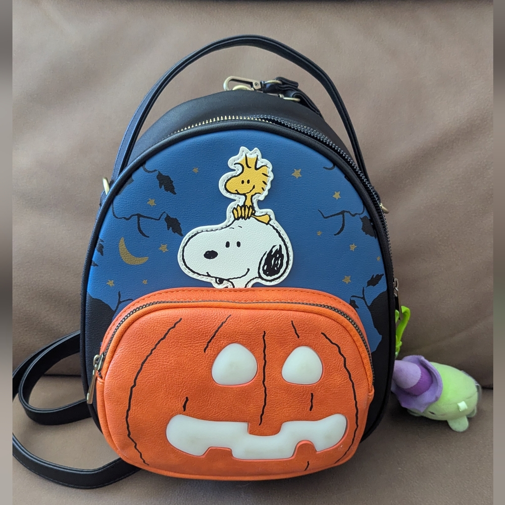 Peanuts Snoopy & Woodstock The Great Pumpkin Light-Up Loungefly Backpack
